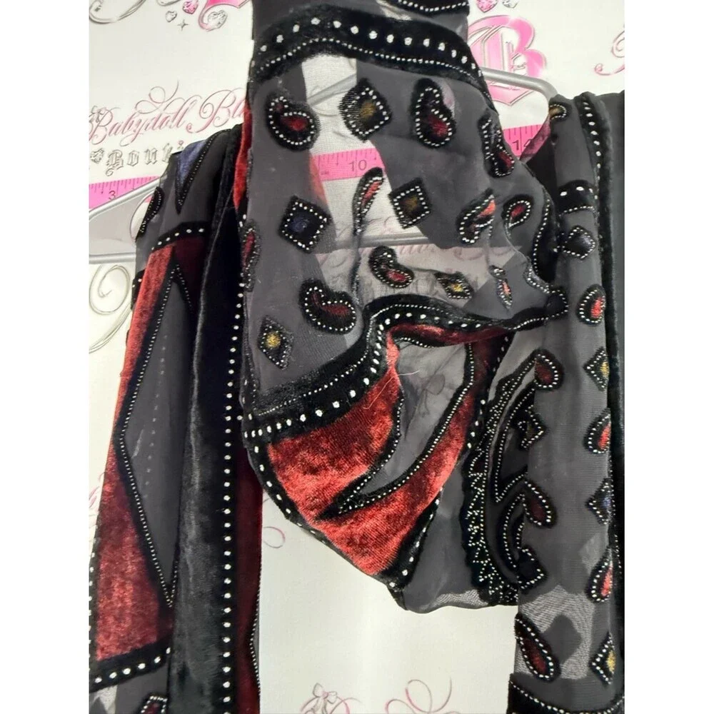 Scarf wrap Black and Burgundy Embellished Women's Scarf - Brand Unbranded